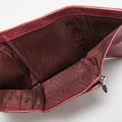 Miu Miu Burgundy Matelassé Leather Flap Trifold Wallet