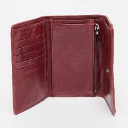 Miu Miu Burgundy Matelassé Leather Flap Trifold Wallet
