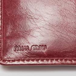 Miu Miu Burgundy Matelassé Leather Flap Trifold Wallet