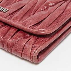 Miu Miu Burgundy Matelassé Leather Flap Trifold Wallet