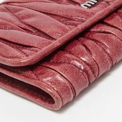 Miu Miu Burgundy Matelassé Leather Flap Trifold Wallet