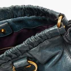 Miu Miu Teal Blue Leather Matelassé Tote
