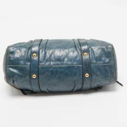 Miu Miu Teal Blue Leather Matelassé Tote