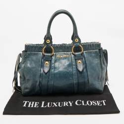 Miu Miu Teal Blue Leather Matelassé Tote
