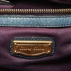 Miu Miu Teal Blue Leather Matelassé Tote