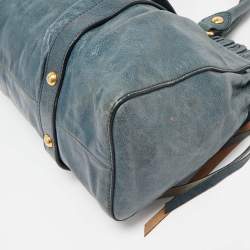 Miu Miu Teal Blue Leather Matelassé Tote