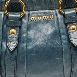 Miu Miu Teal Blue Leather Matelassé Tote