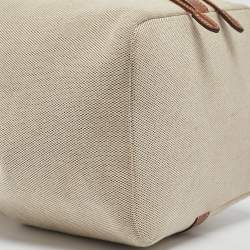 Miu Miu Brown/Natural Canvas Logo Drawstring Bucket Bag