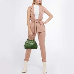 Miu Miu Green Alligator Zip Satchel