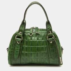 Miu Miu Green Alligator Zip Satchel