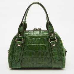 Miu Miu Green Alligator Zip Satchel
