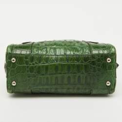 Miu Miu Green Alligator Zip Satchel