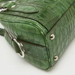 Miu Miu Green Alligator Zip Satchel