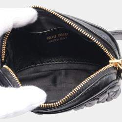 Miu Miu Black Matelasse Leather Waist Bag