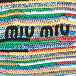 Miu Miu Multicolor Crochet Fabric Shopper Tote
