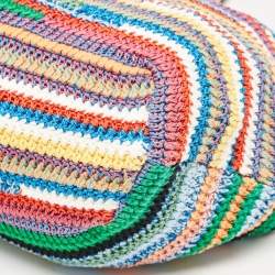 Miu Miu Multicolor Crochet Fabric Shopper Tote
