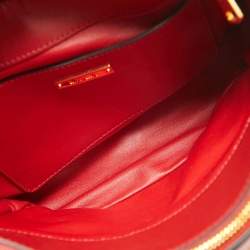 Miu Miu Red Vetello Soft Leather Push Lock Flap Top Handle Bag