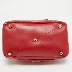 Miu Miu Red Vetello Soft Leather Push Lock Flap Top Handle Bag