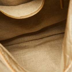 Miu Miu Beige/Gold Linen and Leather Coffer Satchel