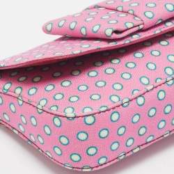 Miu Miu Pink Polka Fabric Bow Clutch