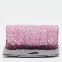 Miu Miu Pink Polka Fabric Bow Clutch