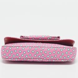 Miu Miu Pink Polka Fabric Bow Clutch