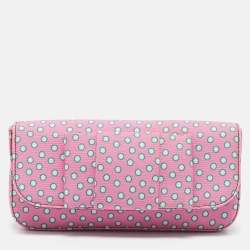 Miu Miu Pink Polka Fabric Bow Clutch