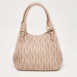 Miu Miu Beige Matelasse Leather Shoulder Bag