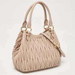 Miu Miu Beige Matelasse Leather Shoulder Bag