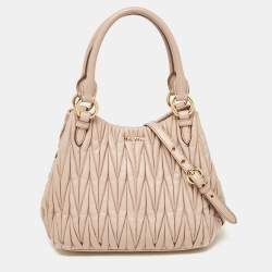 Miu Miu Beige Matelasse Leather Shoulder Bag