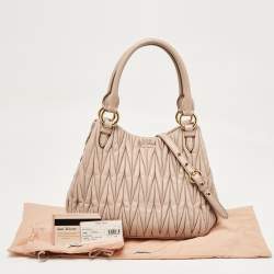 Miu Miu Beige Matelasse Leather Shoulder Bag