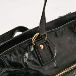 Miu Miu Black Glossy Leather Front Pocket Tote