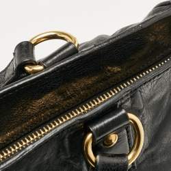 Miu Miu Black Glossy Leather Front Pocket Tote
