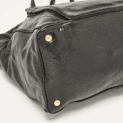 Miu Miu Black Glossy Leather Front Pocket Tote