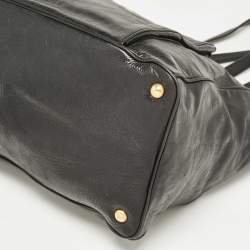 Miu Miu Black Glossy Leather Front Pocket Tote