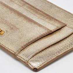 Miu Miu Metallic Gold Leather Zip Card Holder