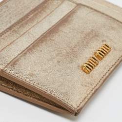 Miu Miu Metallic Gold Leather Zip Card Holder