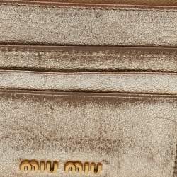 Miu Miu Metallic Gold Leather Zip Card Holder