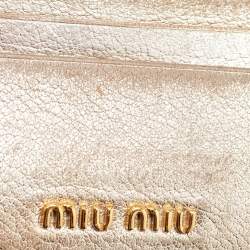 Miu Miu Metallic Gold Leather Zip Card Holder