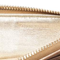 Miu Miu Metallic Gold Leather Zip Card Holder