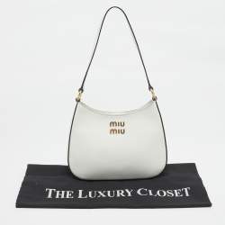 Miu Miu White Madras Leather Hobo