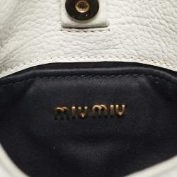 Miu Miu White Madras Leather Hobo