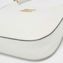 Miu Miu White Madras Leather Hobo