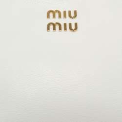 Miu Miu White Madras Leather Hobo