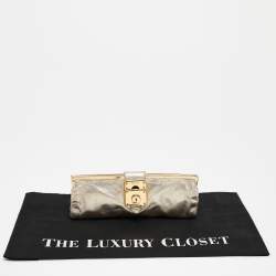 Miu Miu Gold Leather Frame Clutch