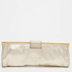 Miu Miu Gold Leather Frame Clutch