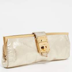Miu Miu Gold Leather Frame Clutch
