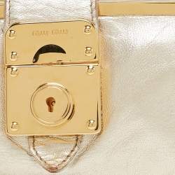 Miu Miu Gold Leather Frame Clutch