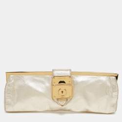 Miu Miu Gold Leather Frame Clutch