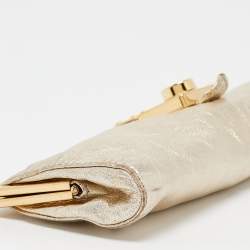 Miu Miu Gold Leather Frame Clutch